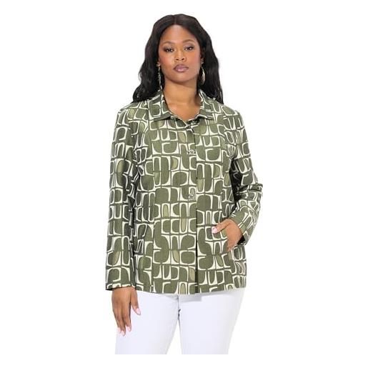 Ulla Popken giacca in jacquard con collo da camicia e maniche lunghe grigio 46+ 839781116-46+