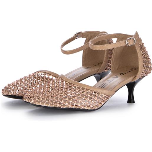 STRATEGIA | dècolletè shiny all over strass beige oro