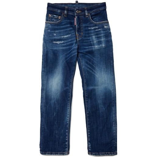 DSQUARED2 KIDS jeans dritti con effetto vissuto - blu