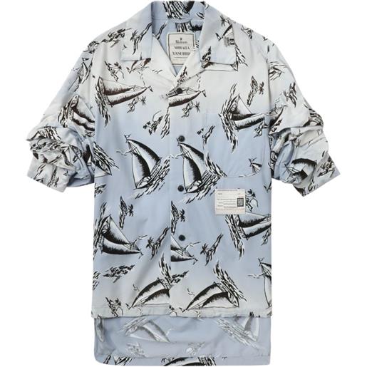 Maison MIHARA YASUHIRO camicia con stampa grafica - blu