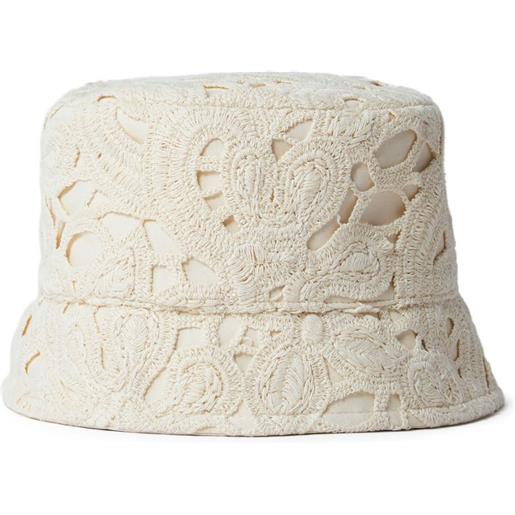 Moncler cappello bucket con decorazione a punto inglese - bianco
