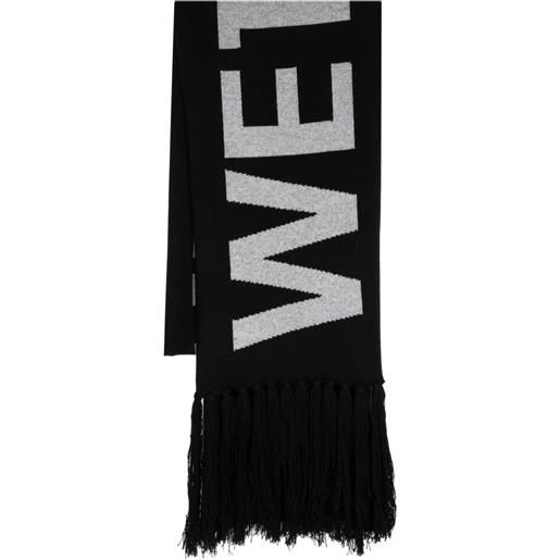 We11done sciarpa con logo jacquard - nero