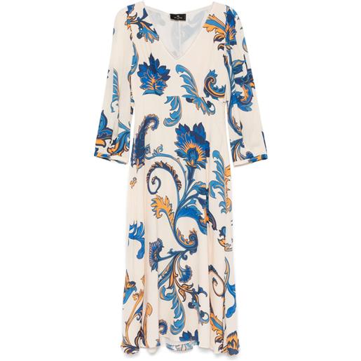 ETRO abito midi con stampa a fiori - toni neutri