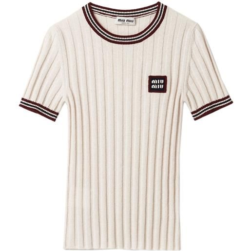 Miu Miu top con applicazione - toni neutri