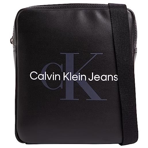 Calvin Klein jeans borsa a tracolla uomo monogram soft reporter piccola, nero (black), taglia unica
