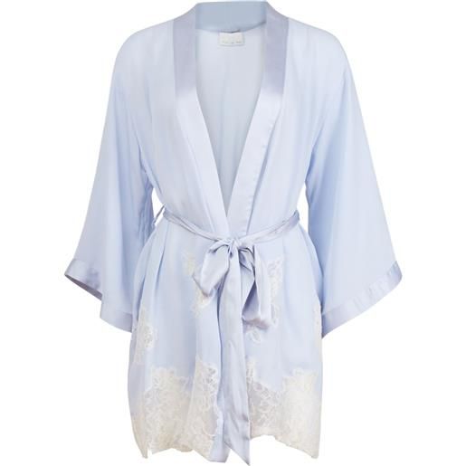 Fleur Du Mal vestaglia con bordo in pizzo - blu