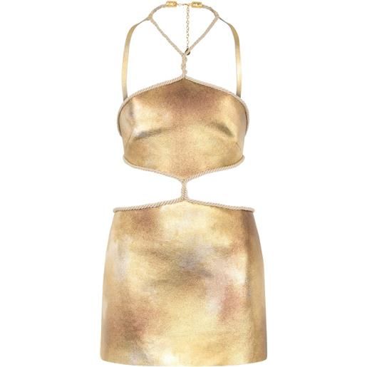 Roberto Cavalli abito corto con cut-out - oro