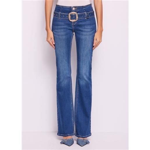 Denny Rose jeans flare in cotone con cintura