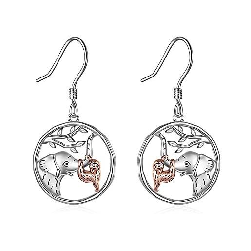 YAFEINI Cute Animal Earrings Sterling Silver Elephant/Sloth