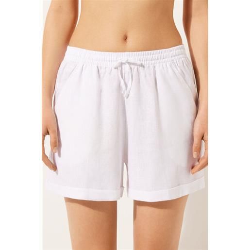 Calzedonia pantaloncini corti in lino e viscosa bianco