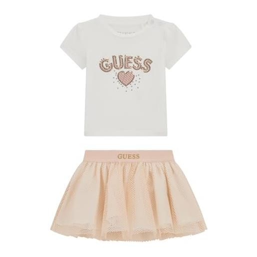 GUESS set da bambina con maglietta a maniche corte e gonna, bianco puro, 6 months