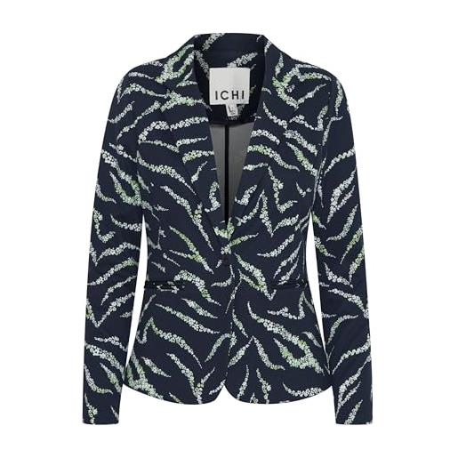 Ichi ihkate - blazer da donna con collo a risvolto, vestibilità regolare, baleine blue aop 202922, m