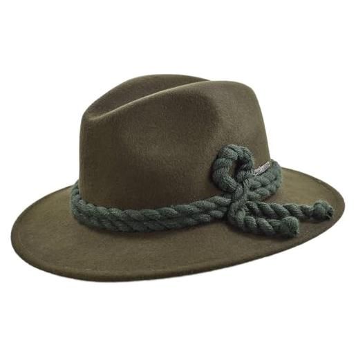 Melegari cappello tirolese da montagna | fedora bormio | cappello valtellina | cappello da neve e pioggia | loden hut | cappello tradizionale (it, numero, 57, verde loden)