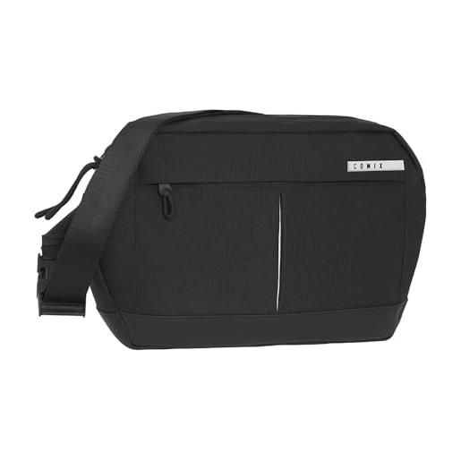 COMIX campus man - marsupio, vano principale chiuso con zip per cellulare o altri oggetti, pratica tasca sul retro con chiusura a zip, tracolla regolabile, 34x14,5hx9 cm, nero