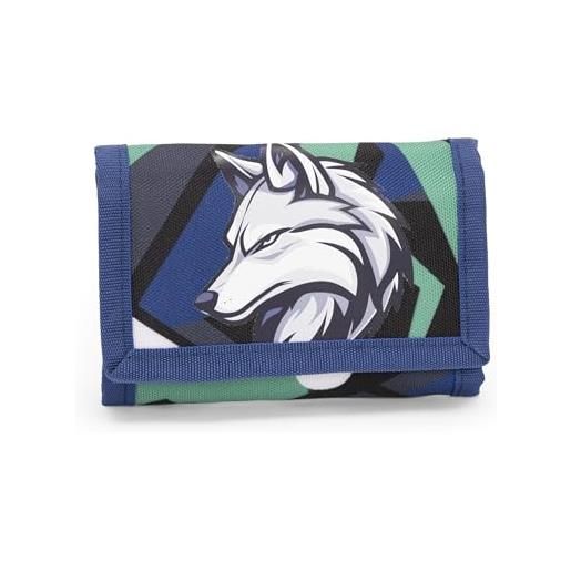 Franco Cosimo Panini wwf - portafoglio ufficiale wwf, portafoglio bambino e bambina con chiusura in velcro, ideale per organizzare banconote e carte, 13x8.5 cm, blu