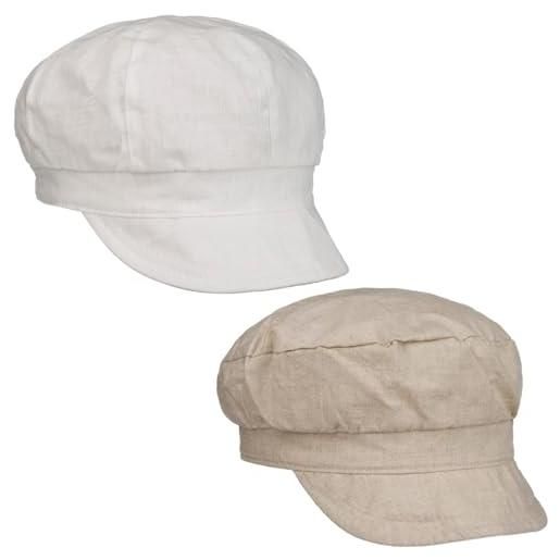 LIPODO cappellino reversibile in lino donna - berretti con visiera berretto piatto estivo estate primavera/estate - s (55-56 cm) bianco