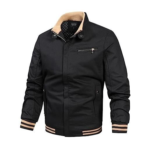 Duohropke blouson - giacca da uomo primaverile, estiva, leggera, per il tempo libero, leggera, da aviatore, per l'autunno, per le escursioni, da baseball, con tasche con cerniera, 02 kaki. , l