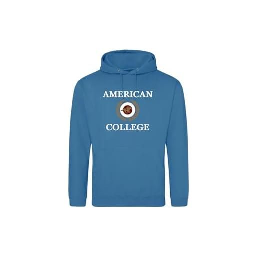 AMERICAN COLLEGE USA, felpe, maglioni, gilet, hoodies, uomo, donna, sweat shirt, pile, termico, con cappuccio, abbigliamento, unisex, modello acscw7, indaco, xxl