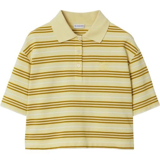 Burberry polo a righe in cotone - giallo