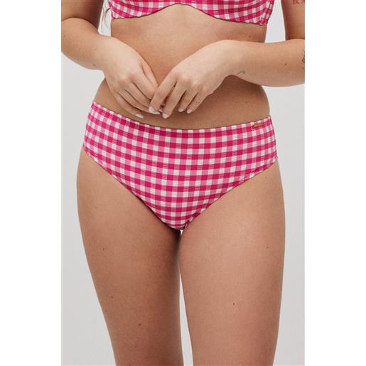 Ysabel Mora slip bikini midi in vichy con texture rosa