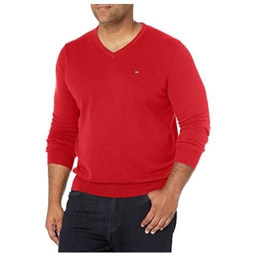 Tommy Hilfiger uomo maglione v-neck elegante, rosso brillante. , m
