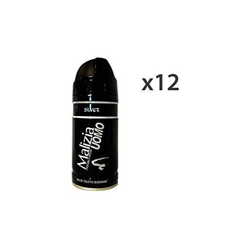 Malizia set 12 deodorante uomo silver 150 ml. Spray cura del corpo
