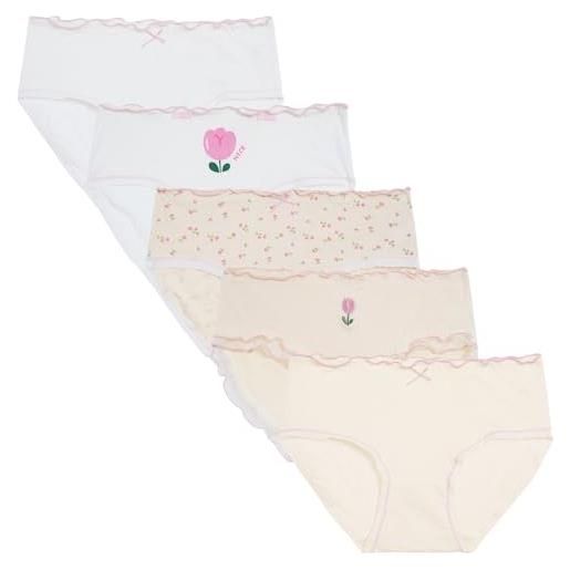 Happy Cherry pacco da 5 slip intimo in cotone a vita media elastica mutande ragazza bambina 14-16 anni morbido serie di biancheria intima