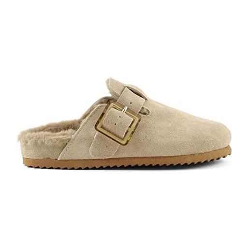 Ciabatta Sabot Donna Colors Of California - Pelle Scamosciata Con Fibbia - Foto 6