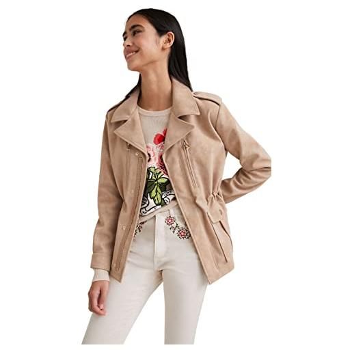 Desigual chaq_amar giacca in ecopelle, marrone, s donna