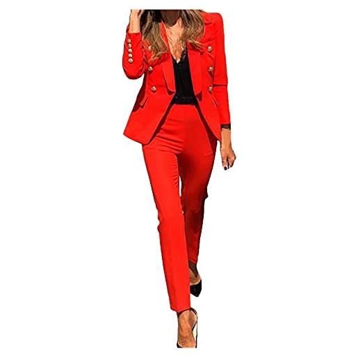 Generico tailleur pantalone da donna 2 pezzi curvy taglie forti tailleur con pantalone da donna slim fit formale completa leggeri giacche da abito blazer elegante autunno invernale