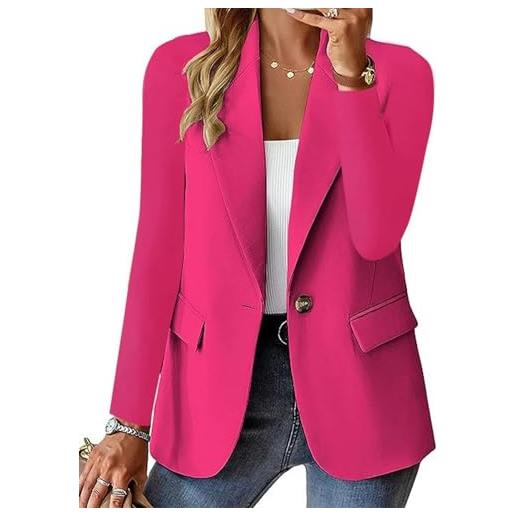 Generico blazer da donna per lavoro casual, blazer aperto sul davanti a maniche lunghe (khaki, m)