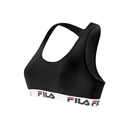 FILA reggiseno donna cotone, reggiseno sportivo, senza ferretto, nero, taglie m