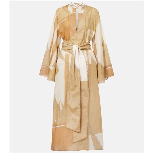 Johanna Ortiz caftano aqua cruiser in voile di cotone