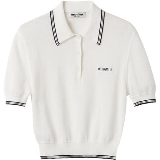 Miu Miu polo con dettaglio a righe - bianco