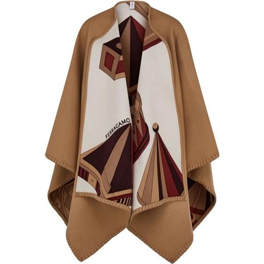 Ferragamo mantella reversibile con stampa nadir - rosso