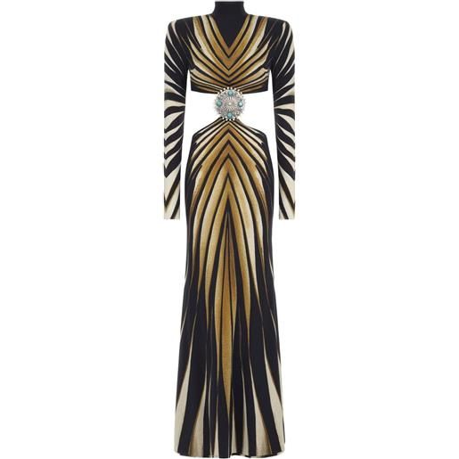 Roberto Cavalli abito lungo con stampa zebrata - oro