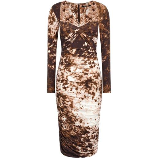 Roberto Cavalli abito midi con stampa appaloosa - marrone