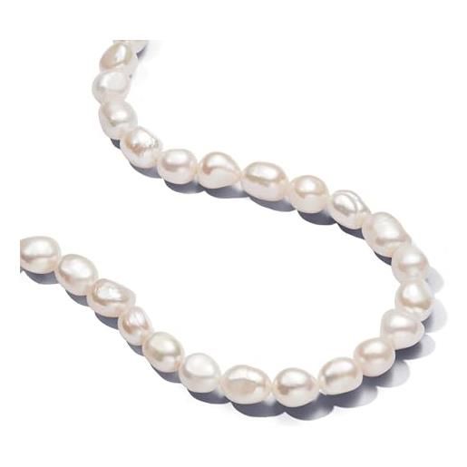 PANDORA essence collane placcate in oro 14k con perle coltivate d'acqua dolce trattate bianche, 45