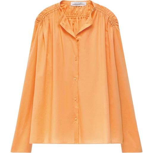 Another Tomorrow blusa in voile con arricciatura - arancione
