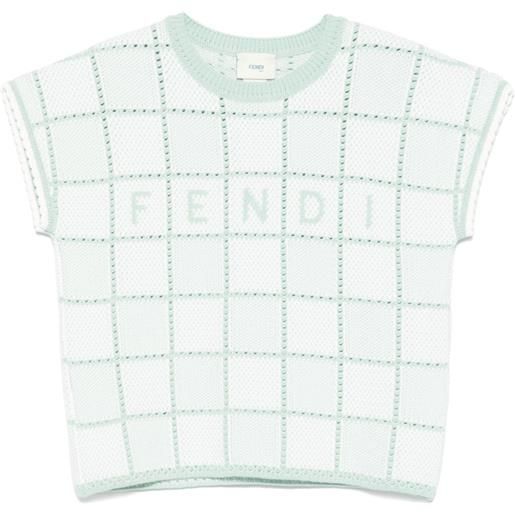 Fendi Kids t-shirt all'uncinetto - verde