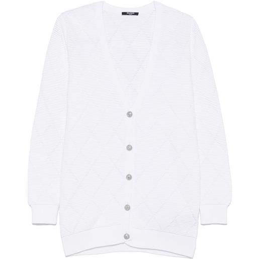 Balmain Kids cardigan con motivo a rombi - bianco