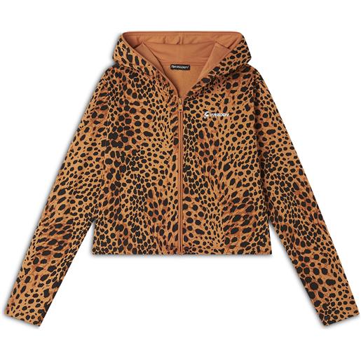 Freddy felpa cropped con zip e cappuccio animalier