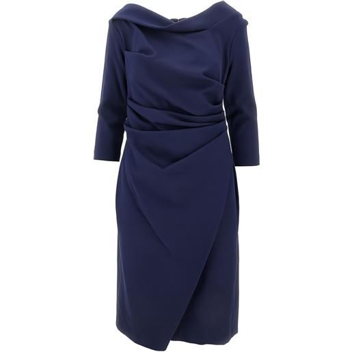 Talbot Runhof abito asimmetrico con drappeggio - blu