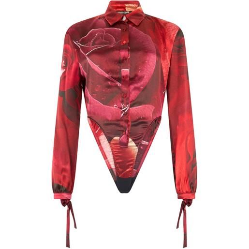 Roberto Cavalli body con stampa astratta - rosso