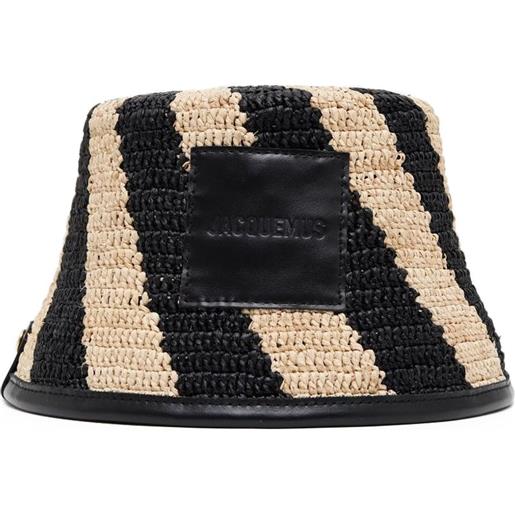 Jacquemus cappello bucket soli a righe - nero
