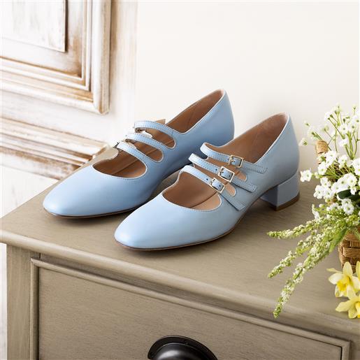 Galieti ballerine mary jane in pelle con tacco 3 cm