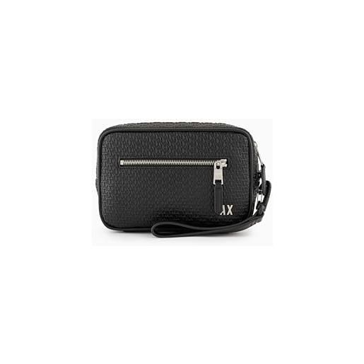 Armani Exchange pochette nera da uomo con logo monogram impresso uni