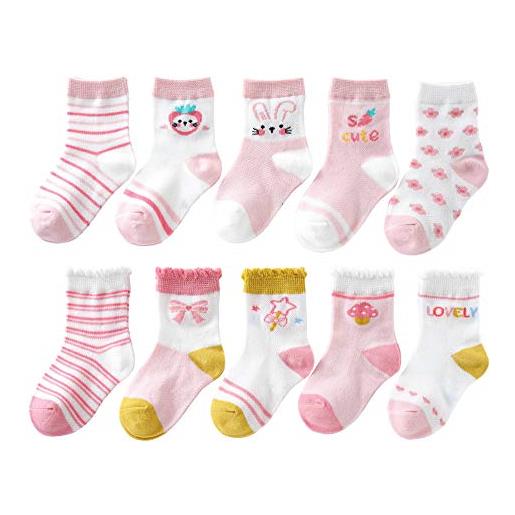 Happy Cherry calzini per neonati 5/10 paia cotone calzini per ragazzi calzini traspiranti per bambina comodo per tutti i giorni unisex-bimbi 0-12 anni