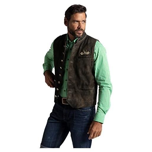 JP 1880 gilet da uomo, taglie grandi, taglie forti, l-8xl, in pelle scamosciata di capra, costume tradizionale, colletto alto 796703, muschio, 60