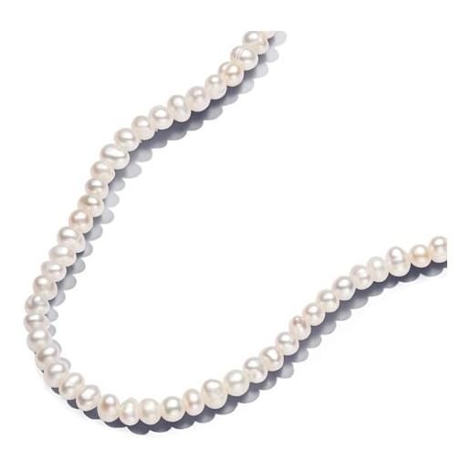 PANDORA essence collane placcate in oro 14k con perle coltivate d'acqua dolce trattate bianche, 45